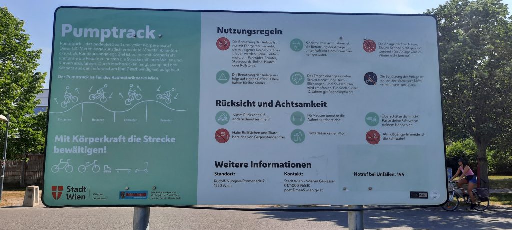 Schild Punptrack Donauinsel